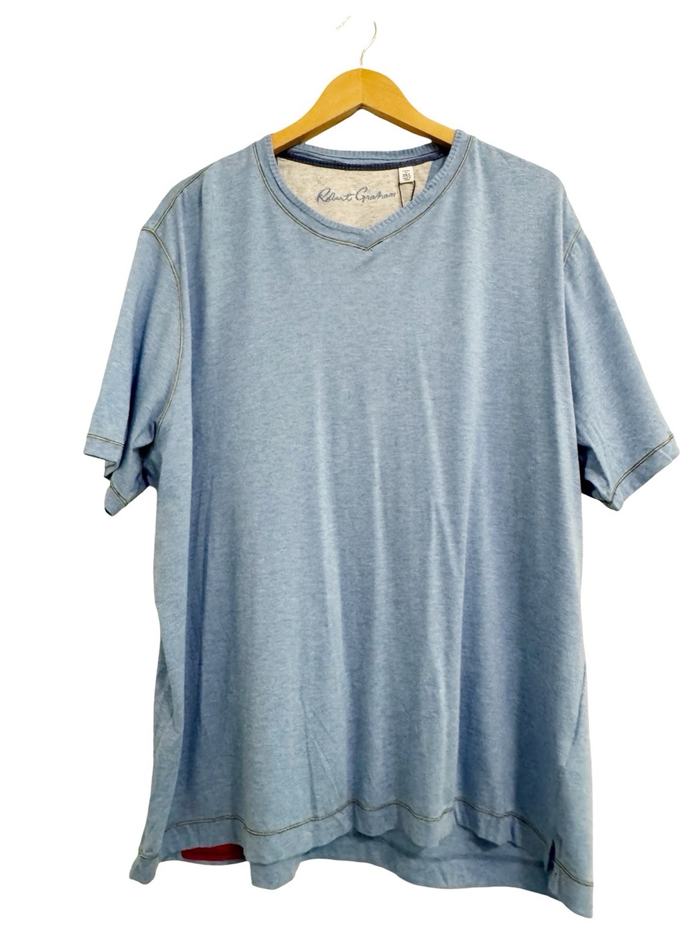 Robert Graham Traveler Tee Shirt Heath Chambray Blue NWT 3XL